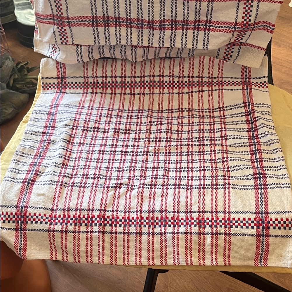 Classic Plaid Kitchen Towel Set - Red, Blue, and White